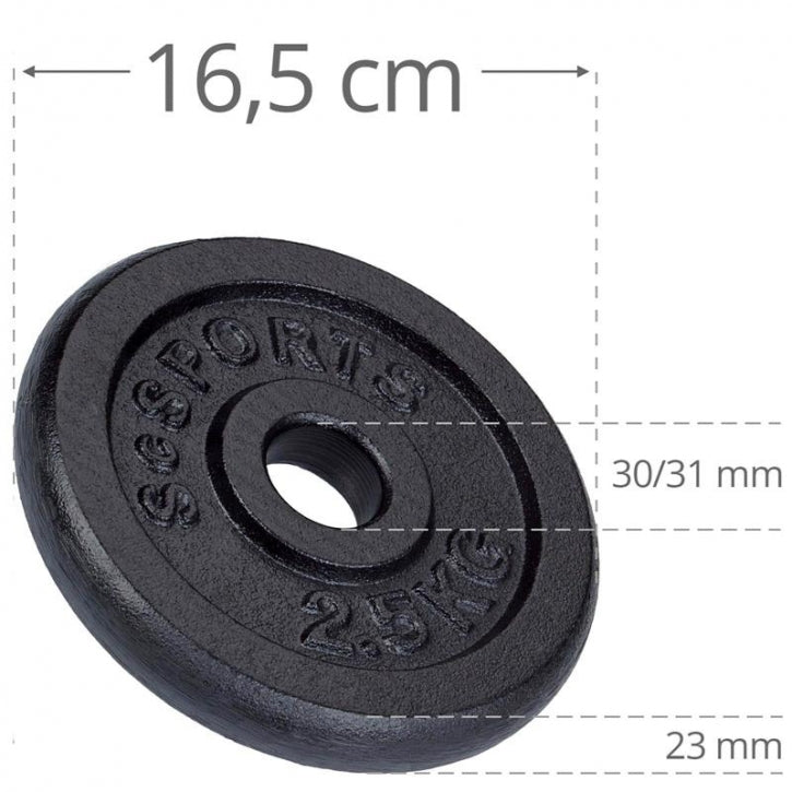 ScSPORTS levypainot 4 x 2,5 kg, 30 mm