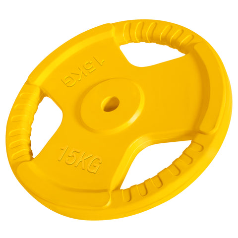 Ar gumiju pārklāts svaru disks ar rokturiem 15 kg 30 mm
