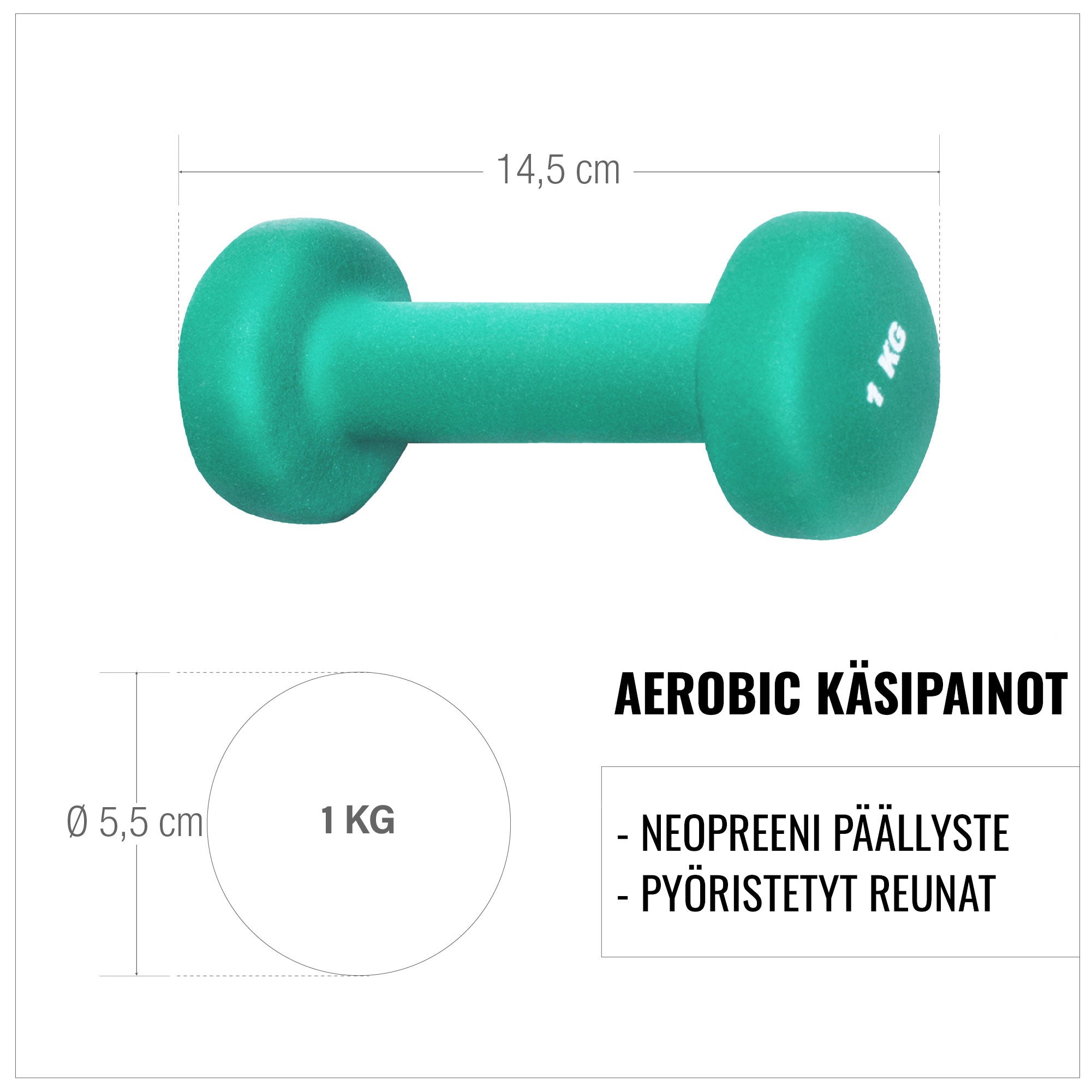 Vinyylikäsipainot valurautaytimellä 2 kpl