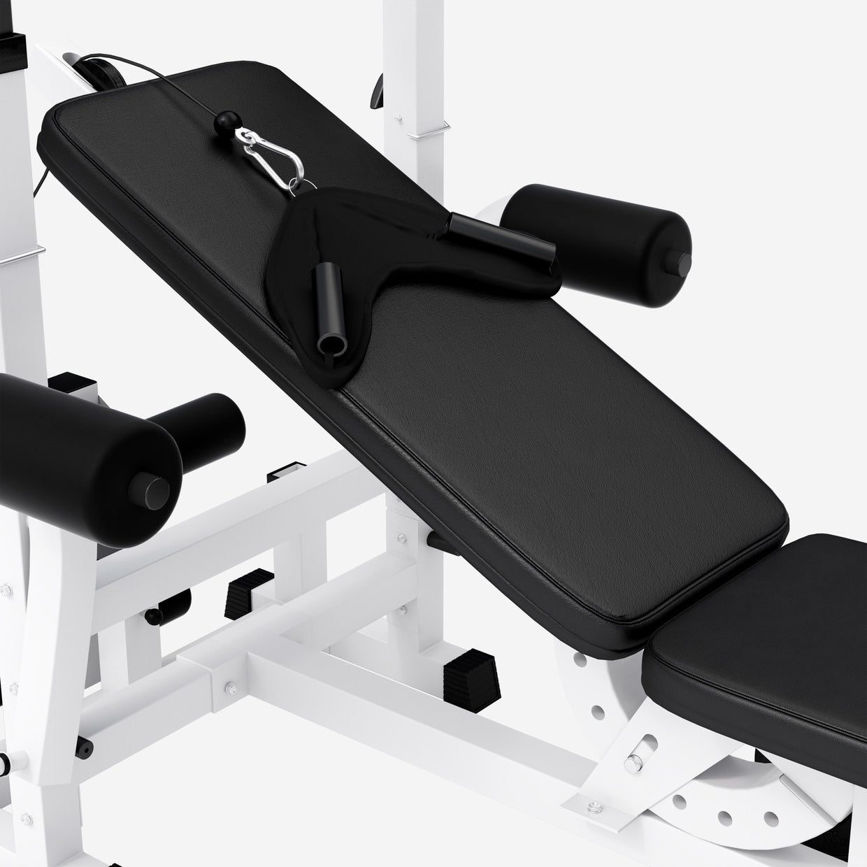 Säädettävä monitoimipenkki max 280 kg, valkoinen