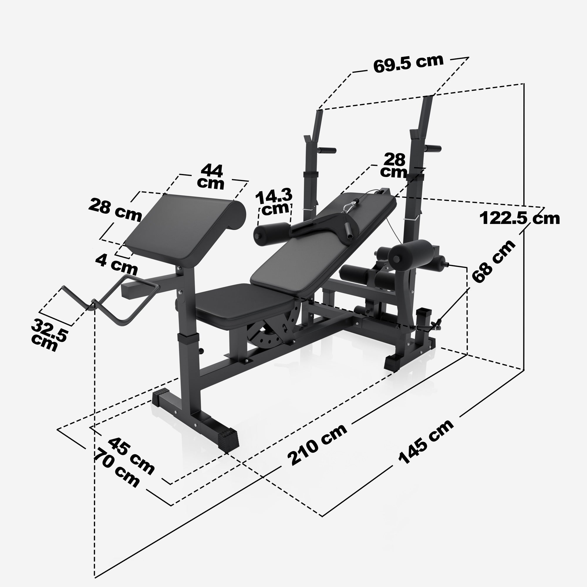 Monitoiminen treeniasema + levytankosarja 108 kg
