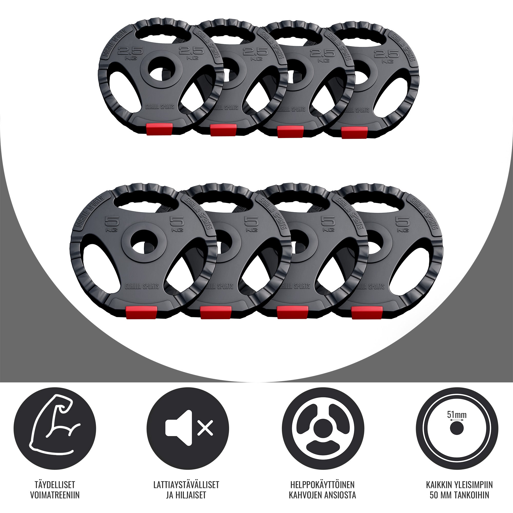 Tri Grip painolevysarja 30 kg 50/51 mm