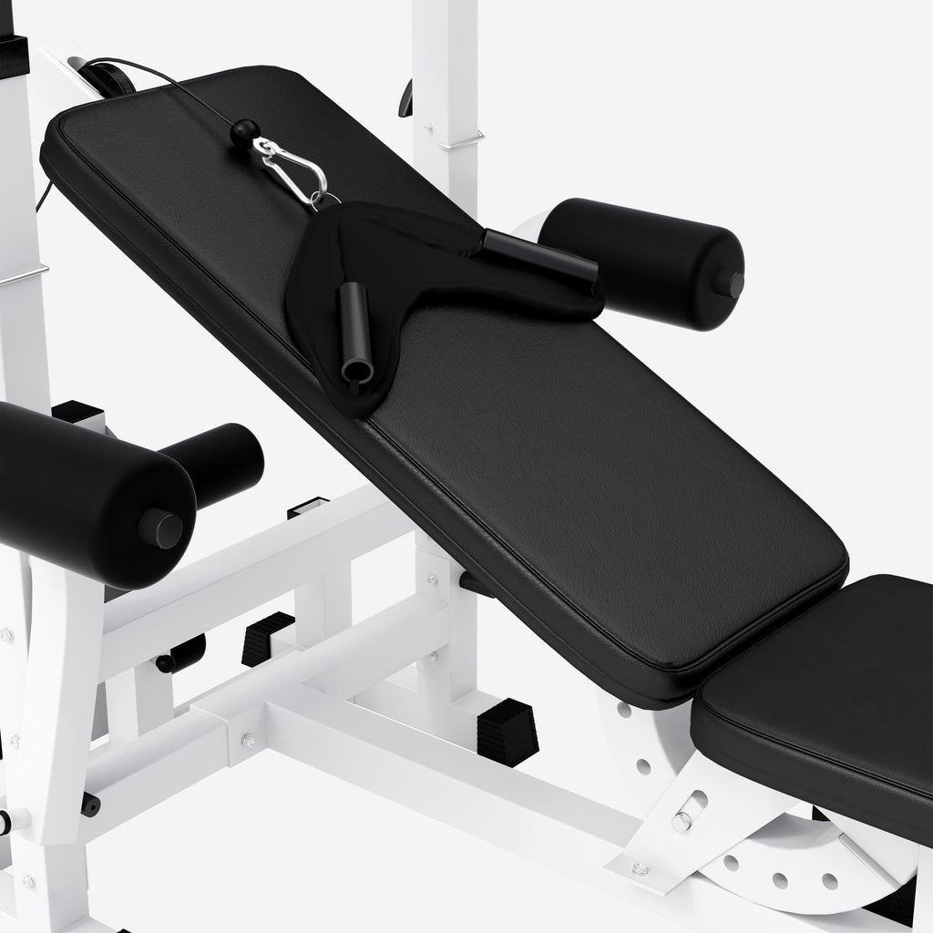 Monipuolinen painonnostopenkki + levytankosarja 108 kg