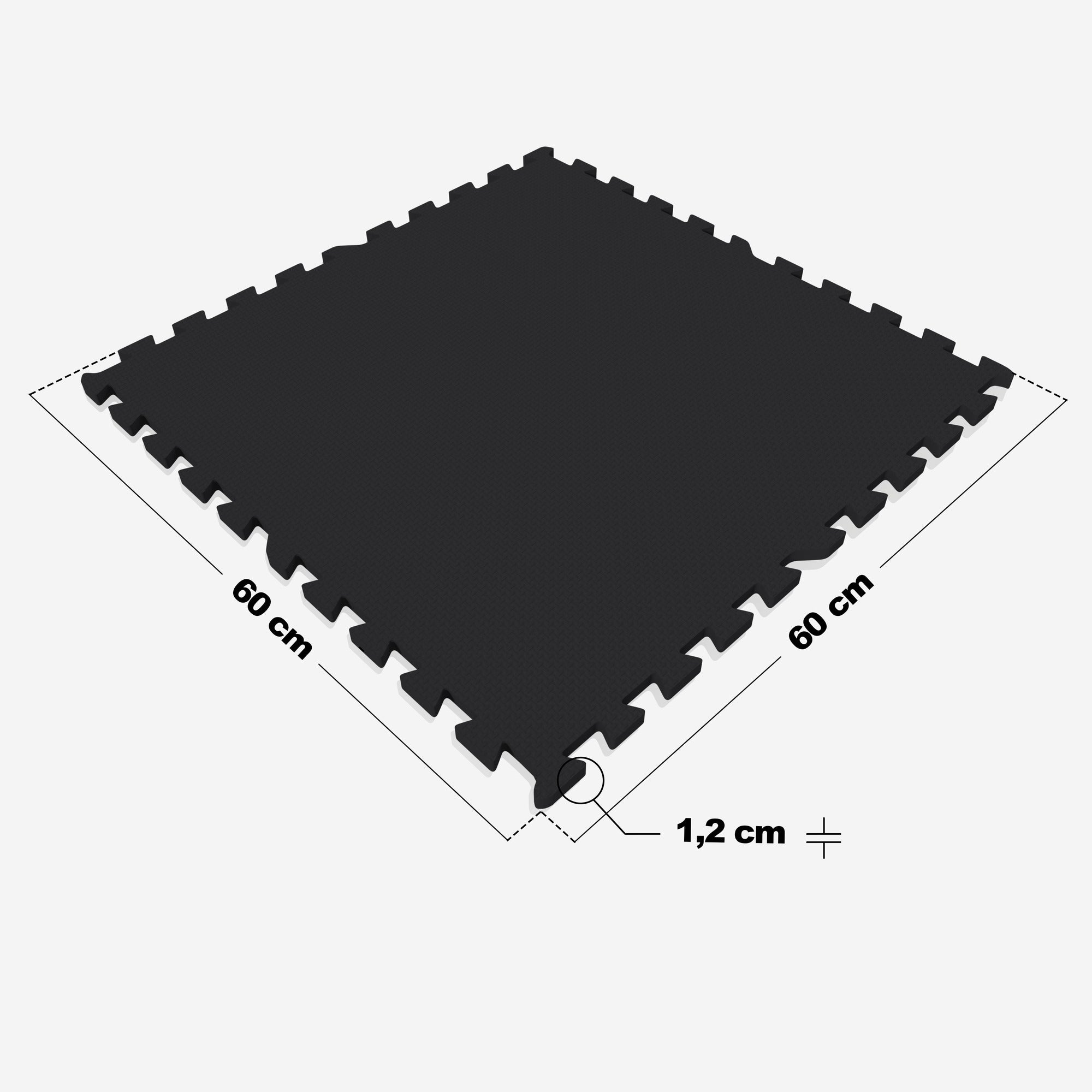 Palamatto 8 palaa 60 x 60 x 1,2 cm, musta