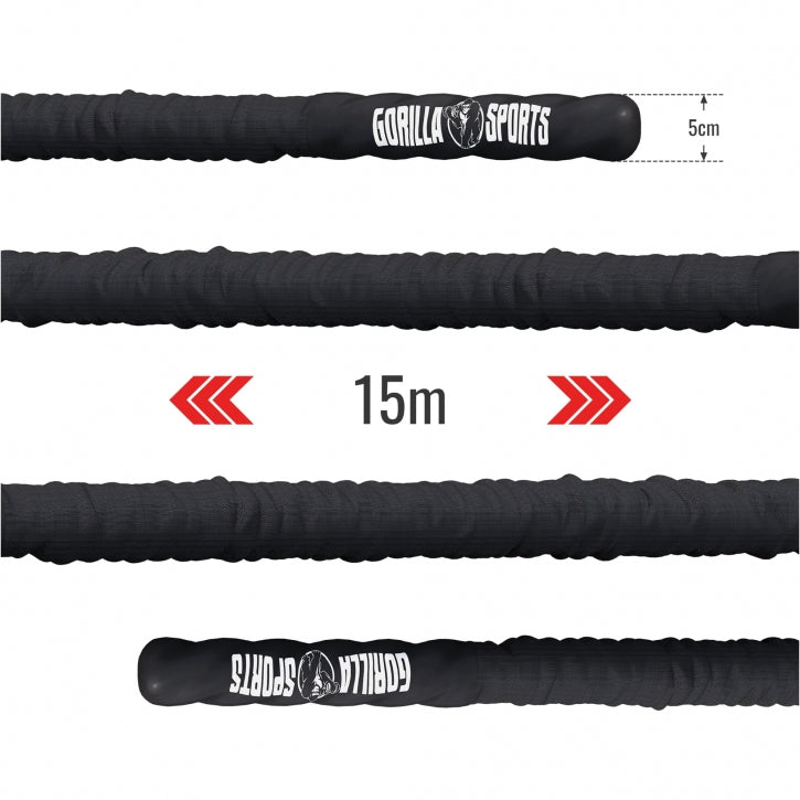 Battlerope 15 m, 5 cm, seinäkiinnikkeellä