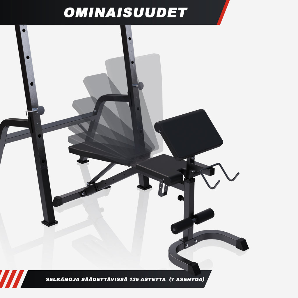 Säädettävä 5-in-1 painonnostopenkki, max 200 kg
