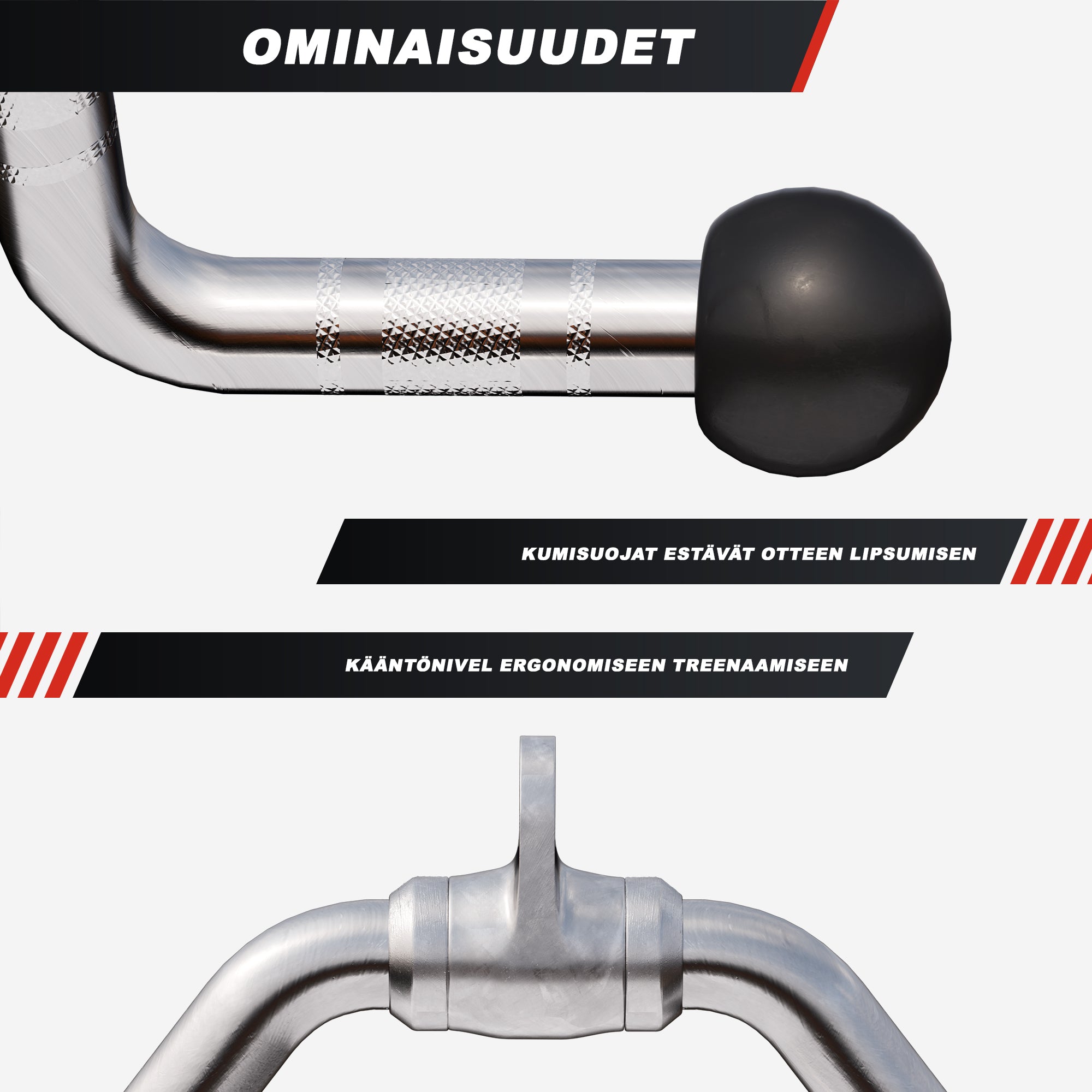 Kumipäinen soutukahva taljaan 30 cm