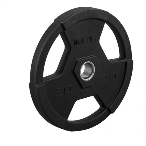 Olimpiskais svaru disks 20 kg ar satvēriena rokturiem